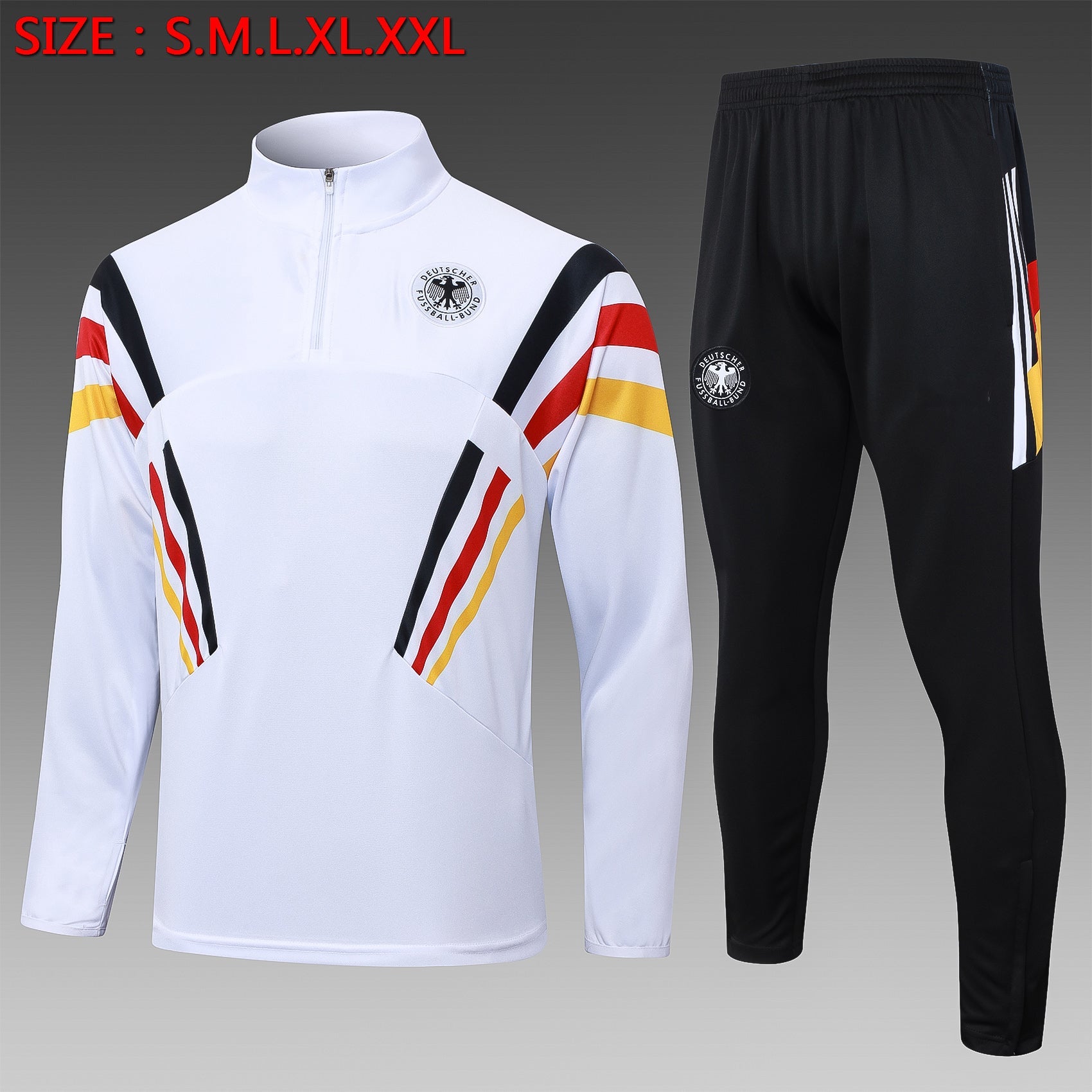 2024-25 German White (sleeves red, yellow and black) training suit
