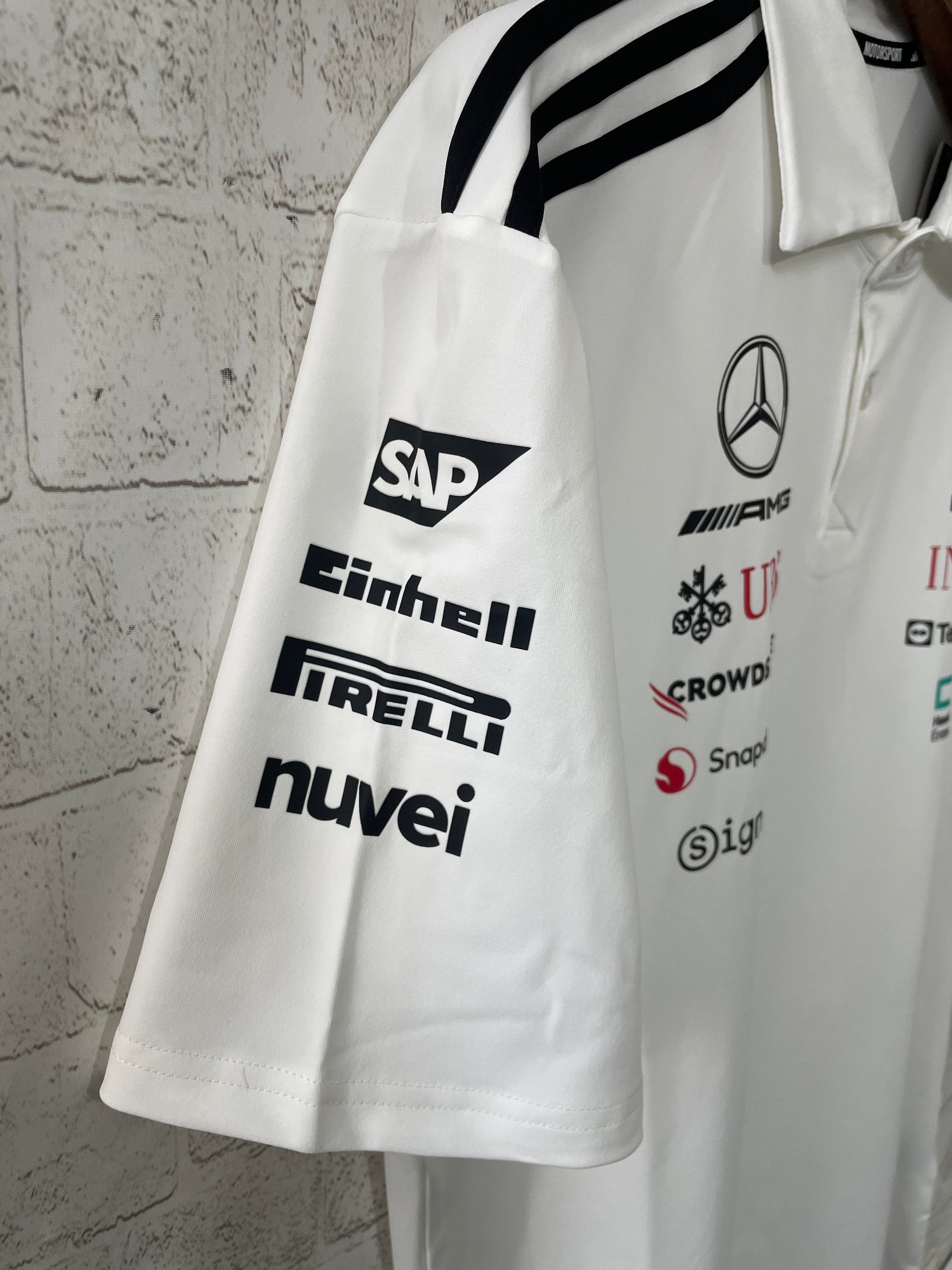 2025 F1 Formula One Racing Suit Mercedes White Polo Shirt S-5XL