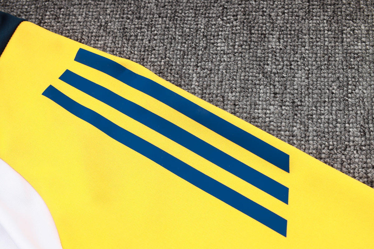2024-25 Real Madrid White-Yellow Training Suit Kit Long zipper