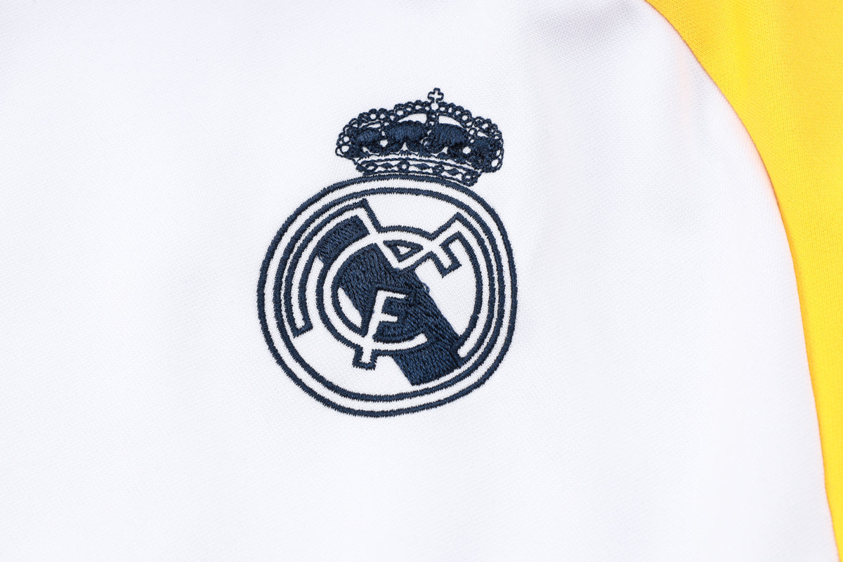 2024-25 Real Madrid White-Yellow Training Suit Kit Long zipper