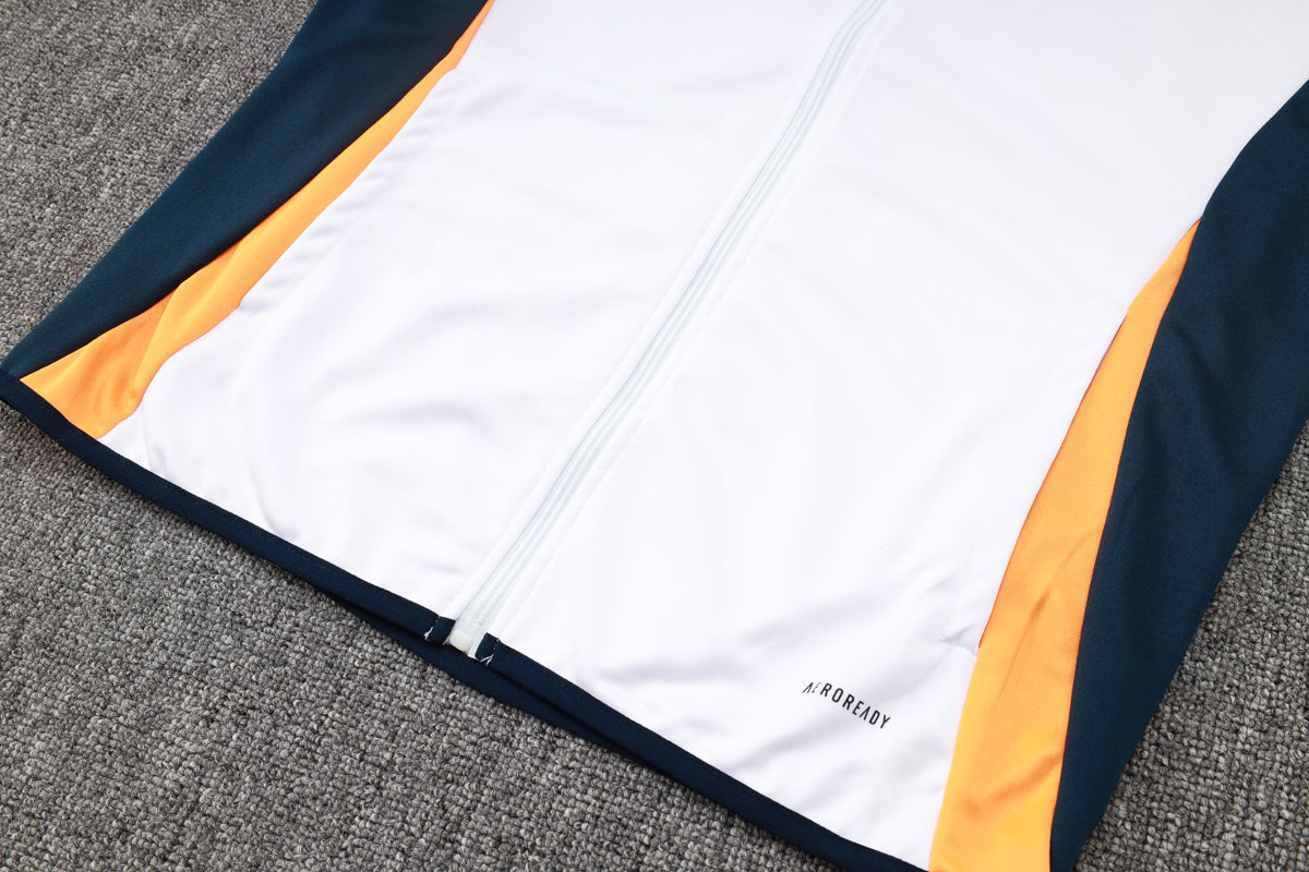 2024-25 Real Madrid White-Yellow Training Suit Kit Long zipper