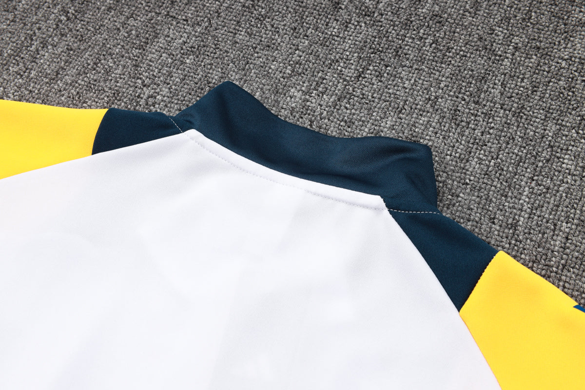 2024-25 Real Madrid White-Yellow Training Suit Kit Long zipper