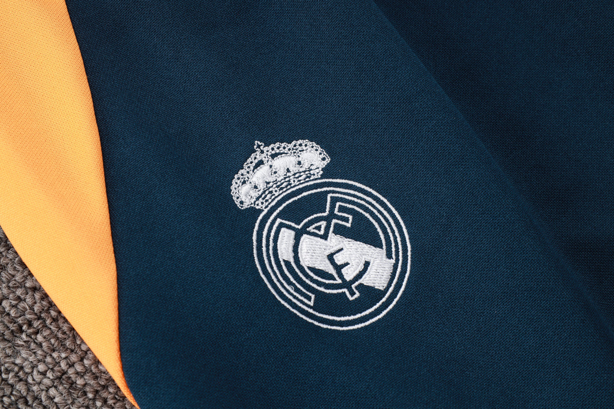 2024-25 Real Madrid White-Yellow Training Suit Kit Long zipper