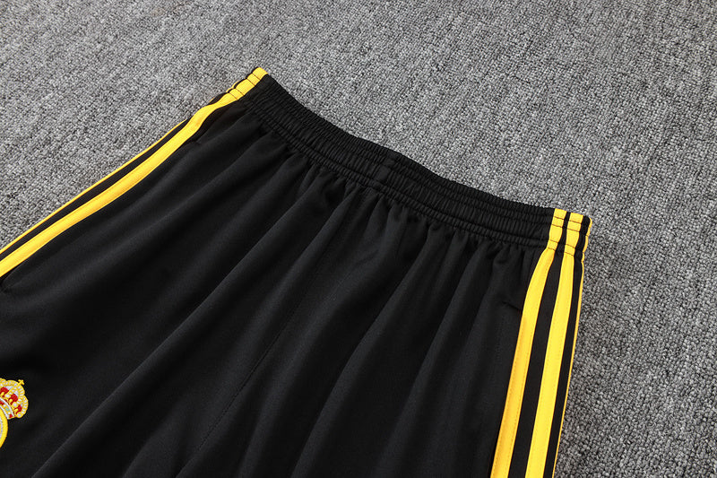 2025-26 Real Madrid Black-Yellow Adult long pull training suit