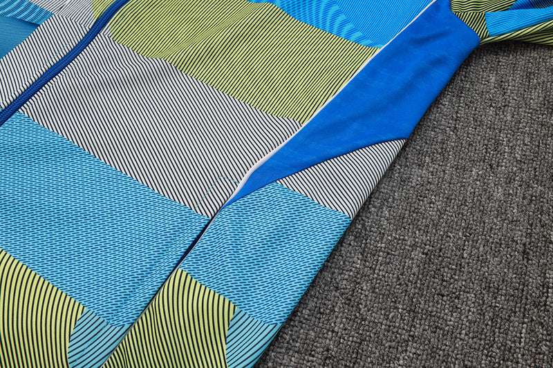 2025-26 Real Madrid Blue-Green-Gray Adult long pull training suit