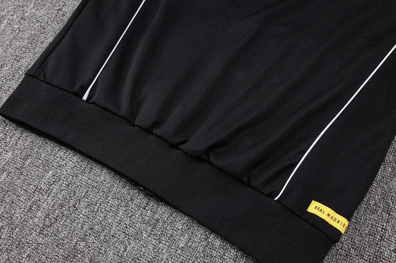 2025-26 Real Madrid Black-Yellow Adult long pull training suit
