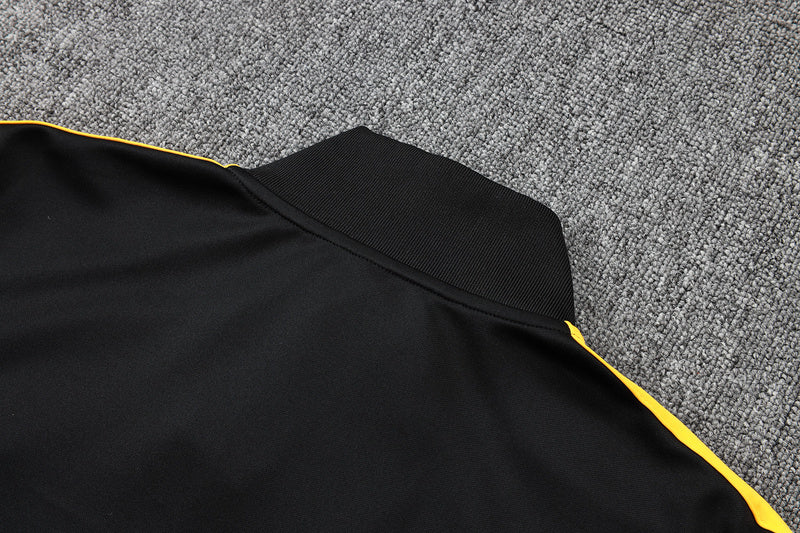2025-26 Real Madrid Black-Yellow Adult long pull training suit