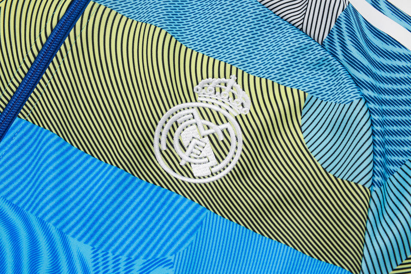 2025-26 Real Madrid Blue-Green-Gray Adult long pull training suit