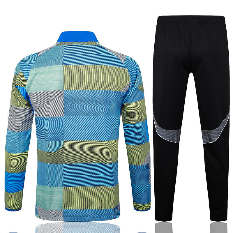 2025-26 Real Madrid Blue-Green-Gray Adult long pull training suit