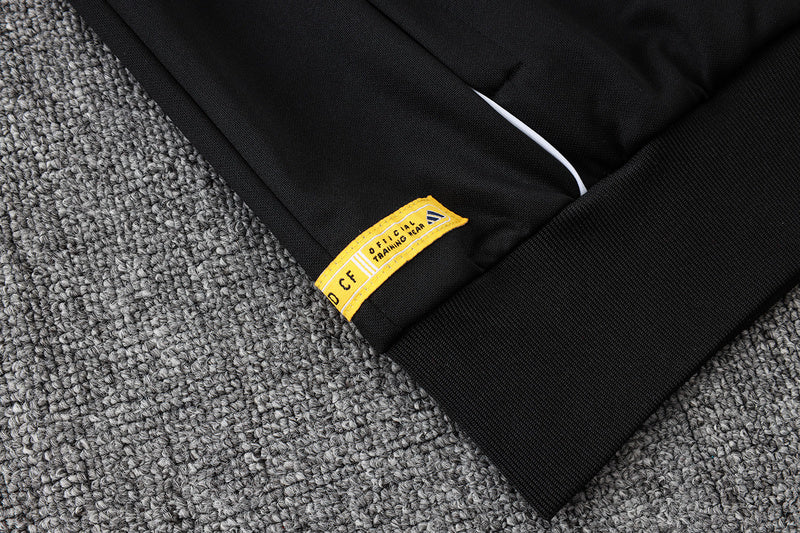 2025-26 Real Madrid Black-Yellow Adult long pull training suit