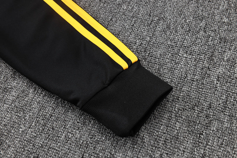 2025-26 Real Madrid Black-Yellow Adult long pull training suit