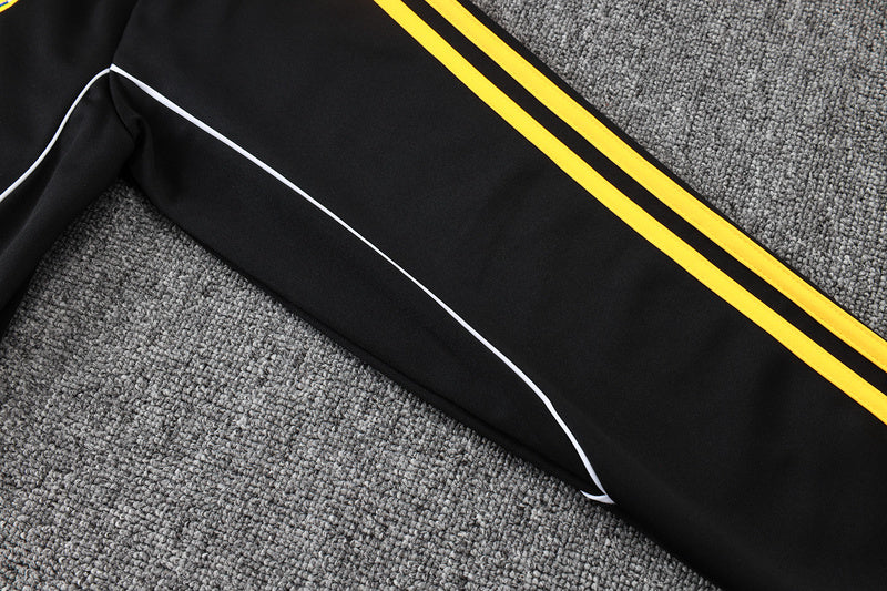 2025-26 Real Madrid Black-Yellow Adult long pull training suit