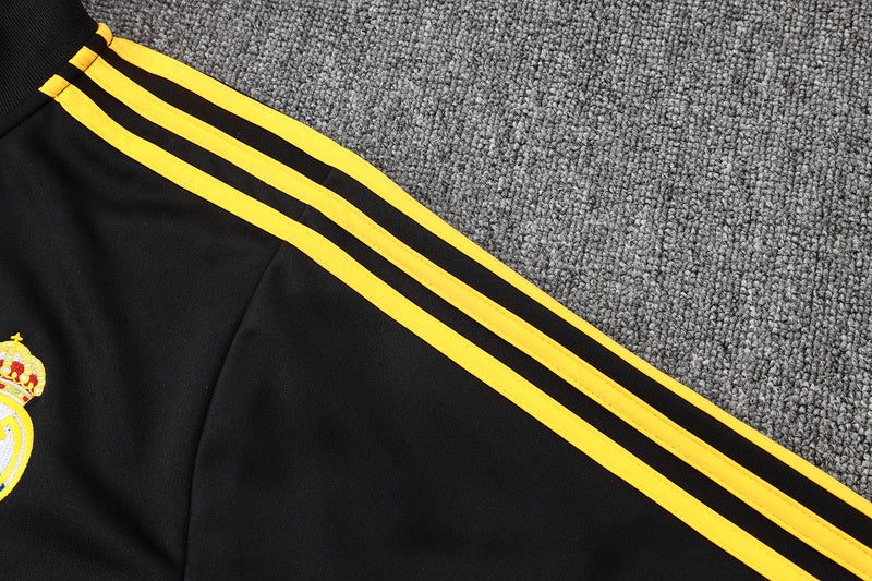 2025-26 Real Madrid Black-Yellow Adult long pull training suit