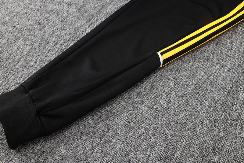 2025-26 Real Madrid Black-Yellow Adult long pull training suit