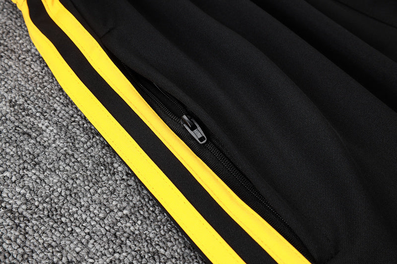 2025-26 Real Madrid Black-Yellow Adult long pull training suit