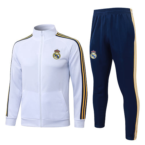 2026-27 Real Madrid White-Blue Long Zippered Training Suit