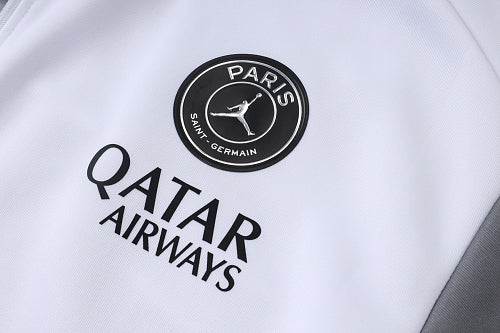 2026-27 Paris White-Grey Long Zippered Training Suit