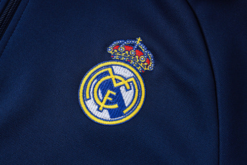 Real Madrid Trainingsanzug mit langem Reißverschluss 2026-27 Dunkelblau-Gelb