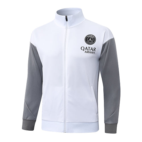 2026-27 Paris White-Grey Long Zippered Training Suit