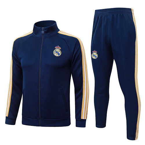 Real Madrid Trainingsanzug mit langem Reißverschluss 2026-27 Dunkelblau-Gelb