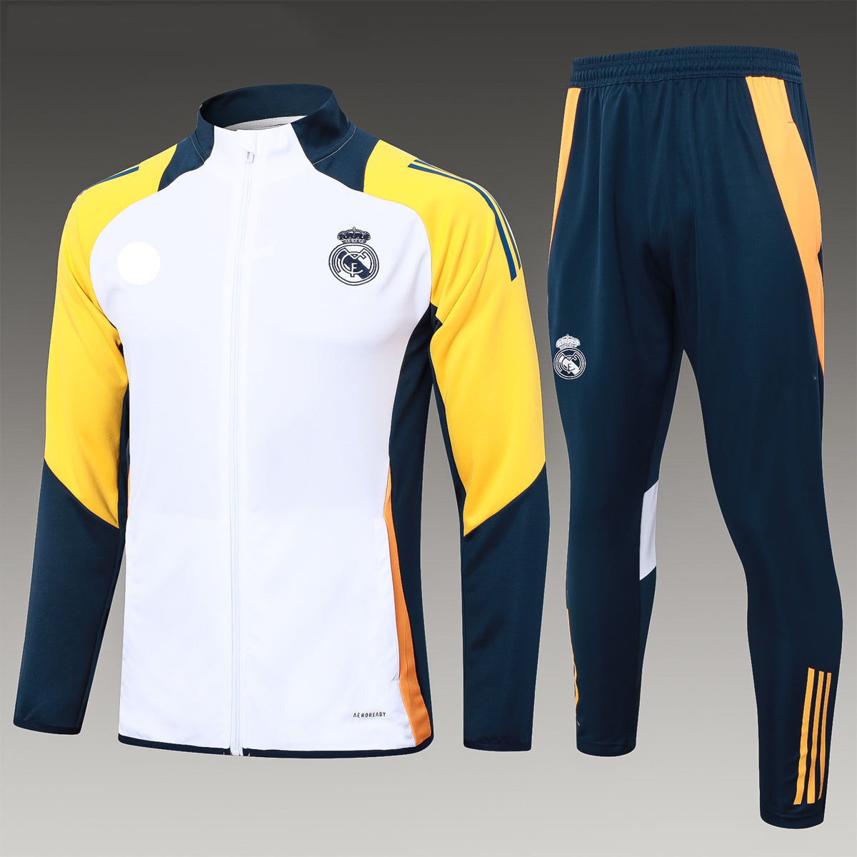 2024-25 Real Madrid White-Yellow Training Suit Kit Long zipper