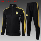 2025-26 Real Madrid Schwarz-Gelber Trainingsanzug für Erwachsene (langer Pullover)
