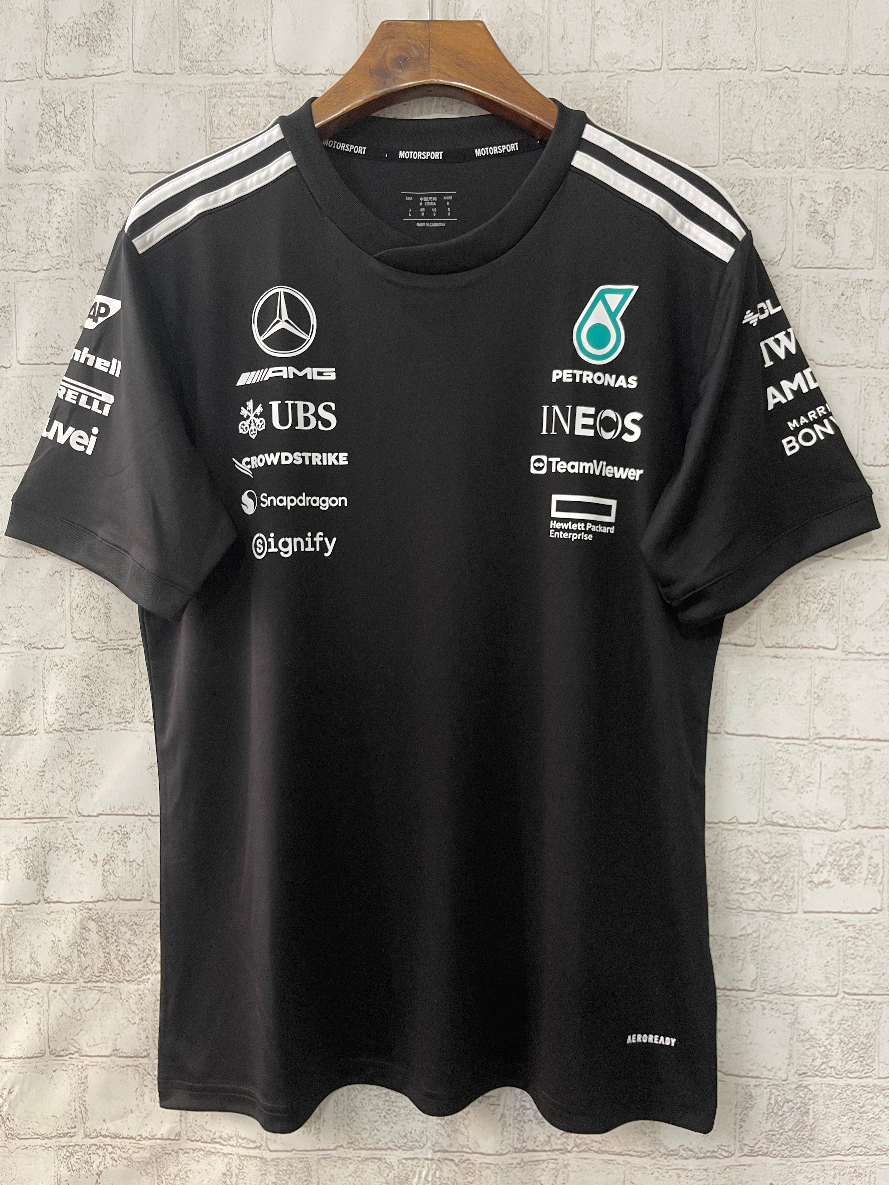 2025 F1 Formula One Racing Suit Mercedes Black Round Neck S-5XL