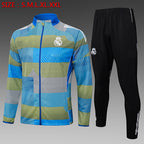 2025-26 Real Madrid Blue-Green-Gray Adult long pull training suit