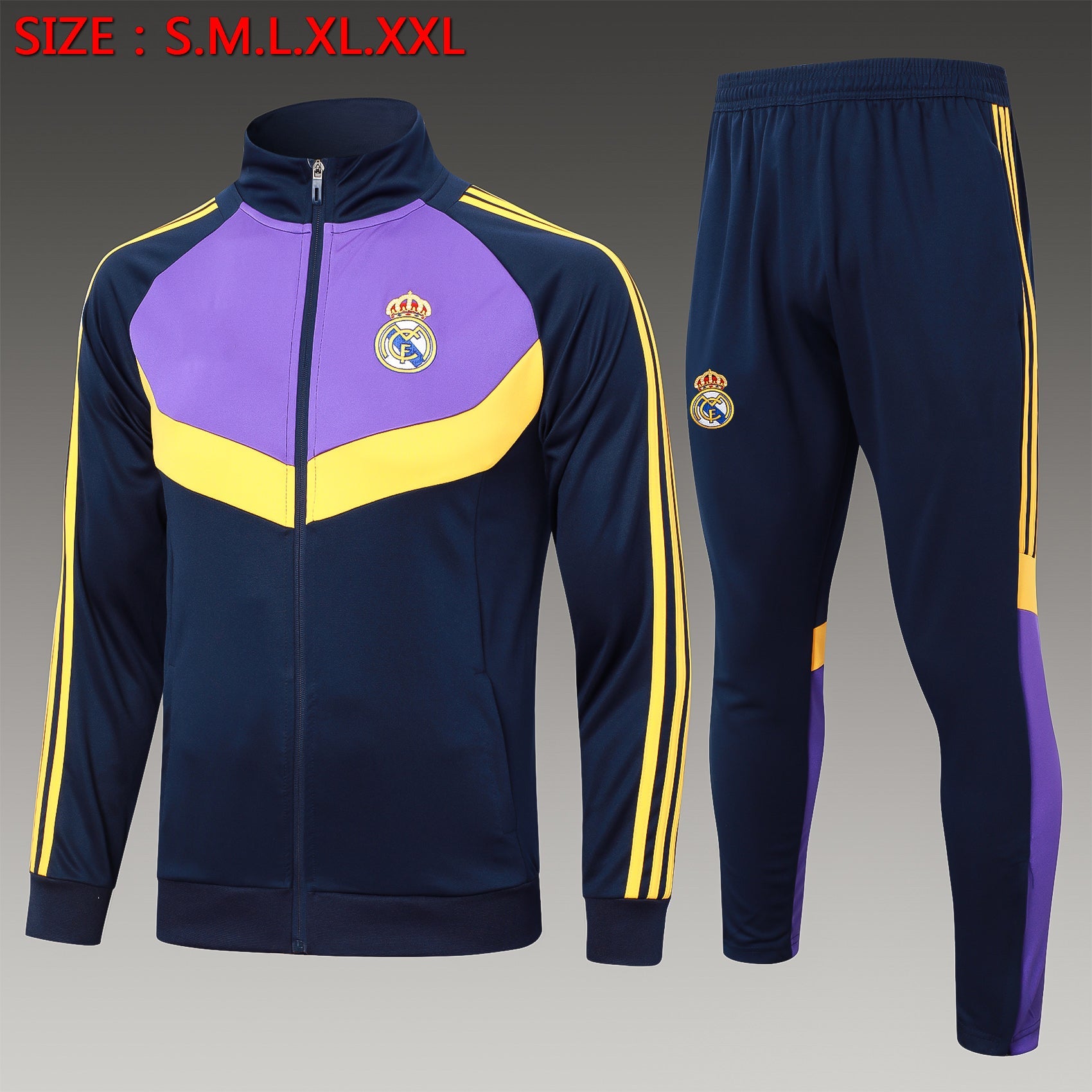 2024-25 Real Madrid Bule-Purple Training Suit Kit Long zipper