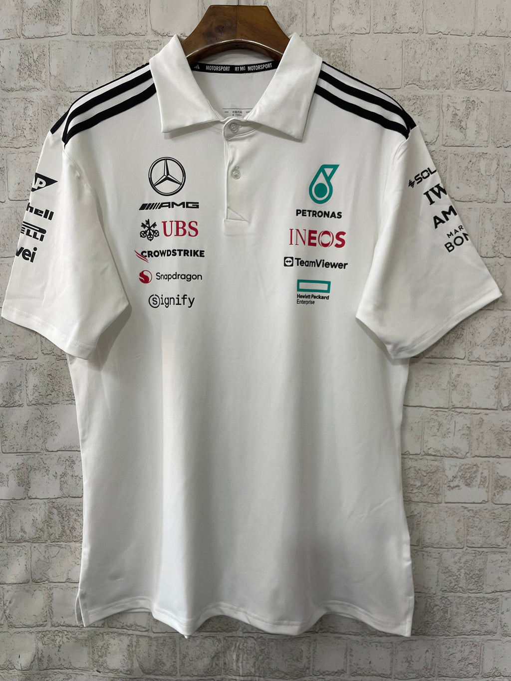 2025 F1 Formula One Racing Suit Mercedes White Polo Shirt S-5XL