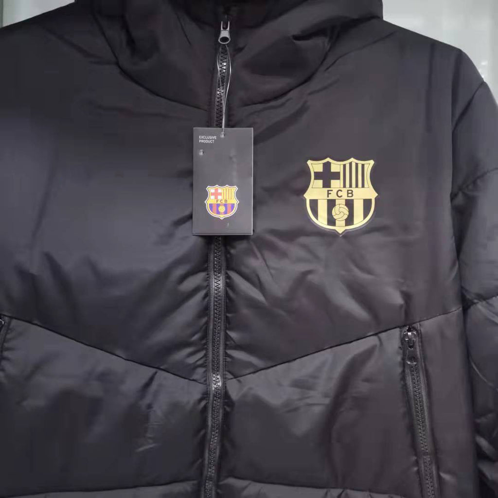 2021 Barcelona gold label black cotton-padded jacket