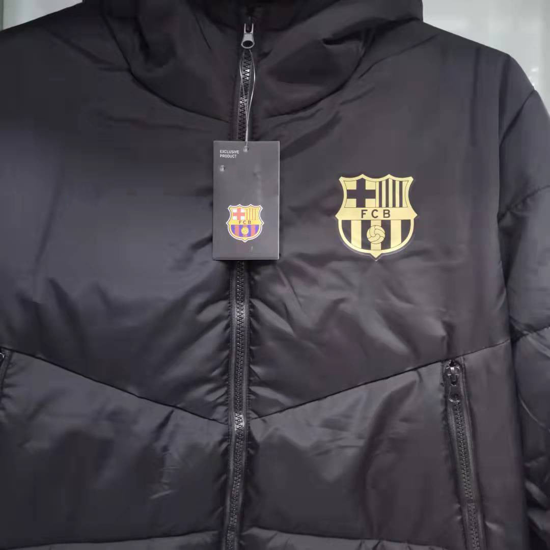 2021 Barcelona gold label black cotton-padded jacket