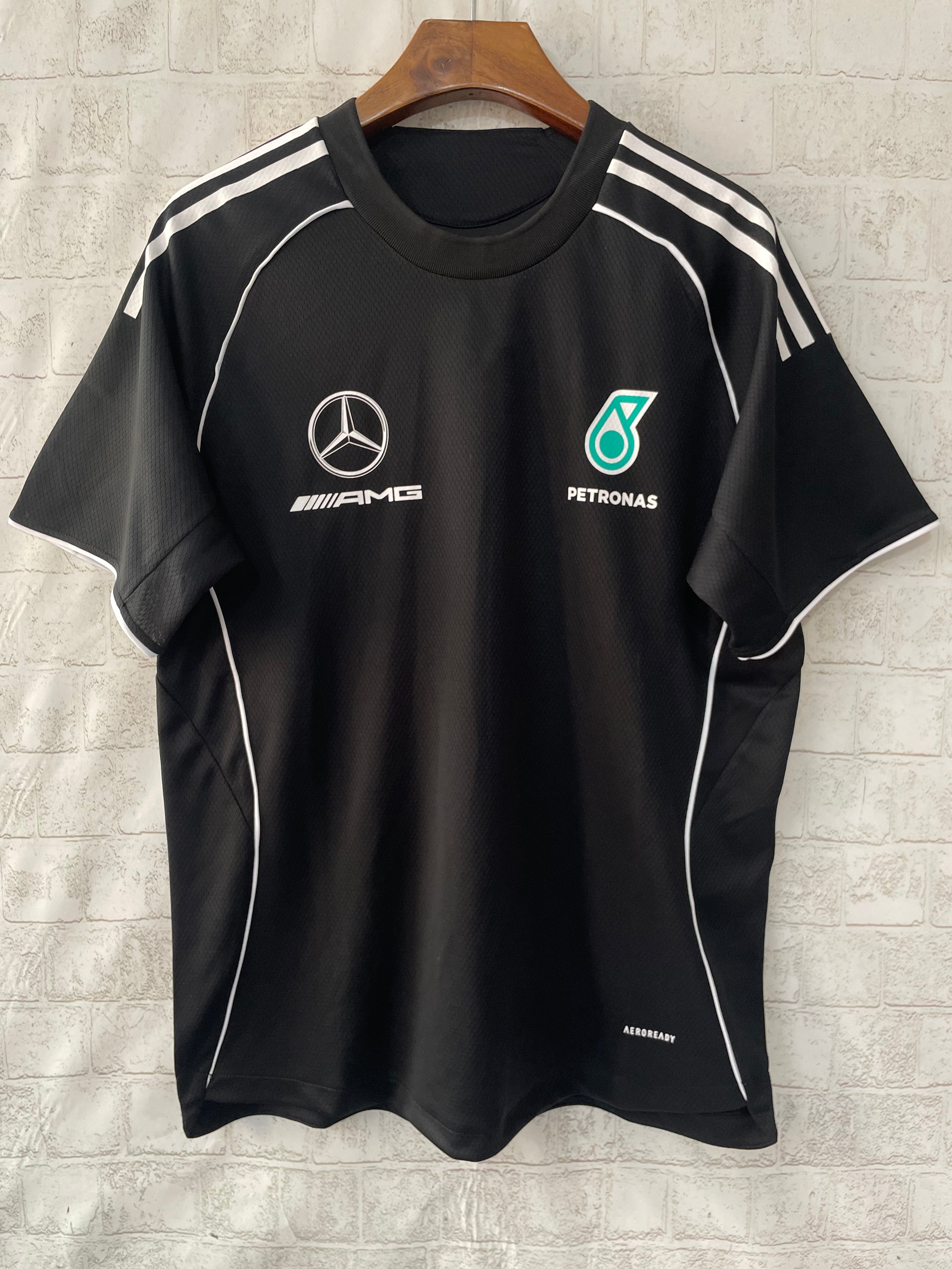 2025 F1 Formula One Racing Suit Mercedes Black Round Neck S-5XL