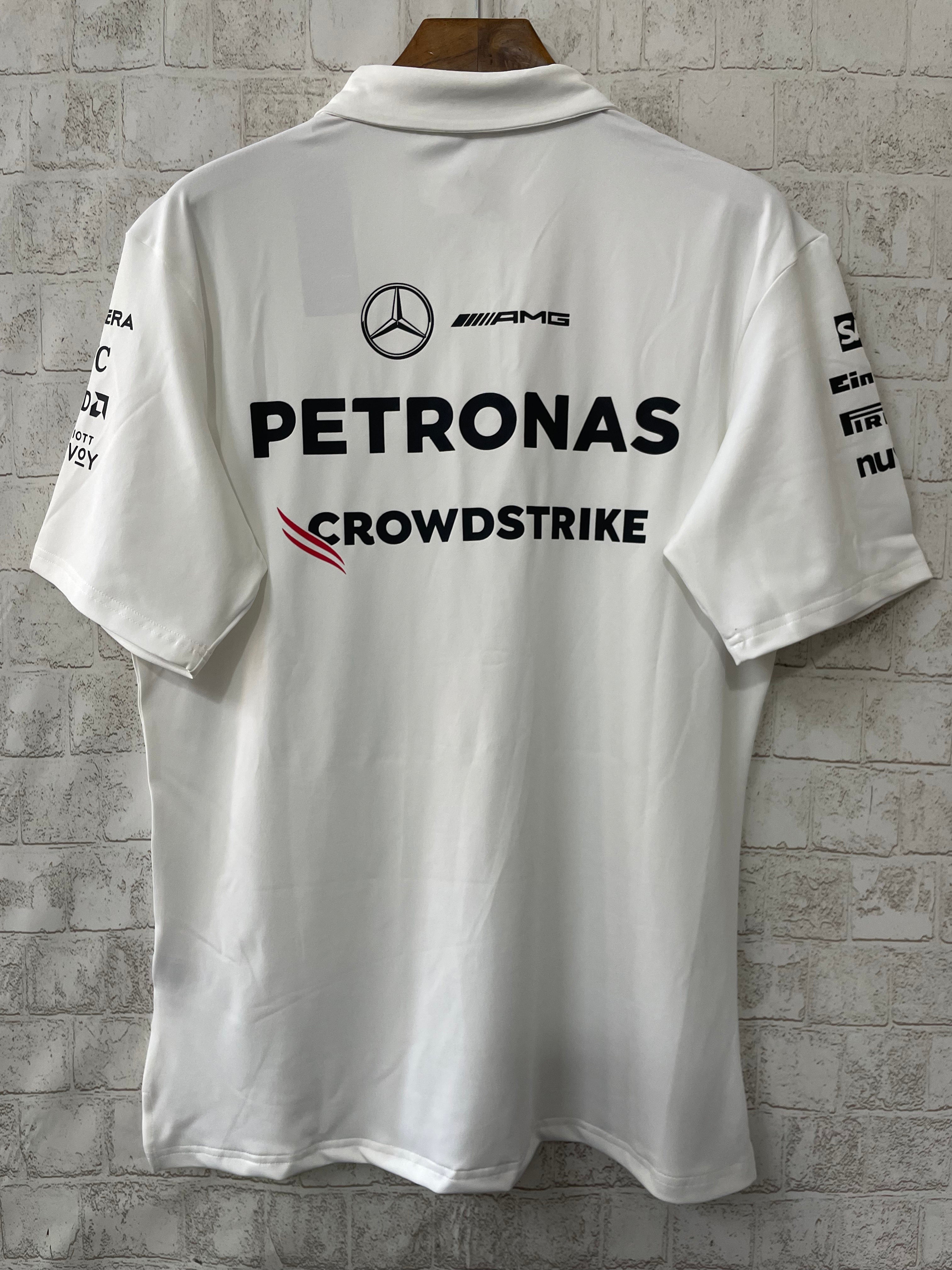 2025 F1 Formula One Racing Suit Mercedes White Polo Shirt S-5XL