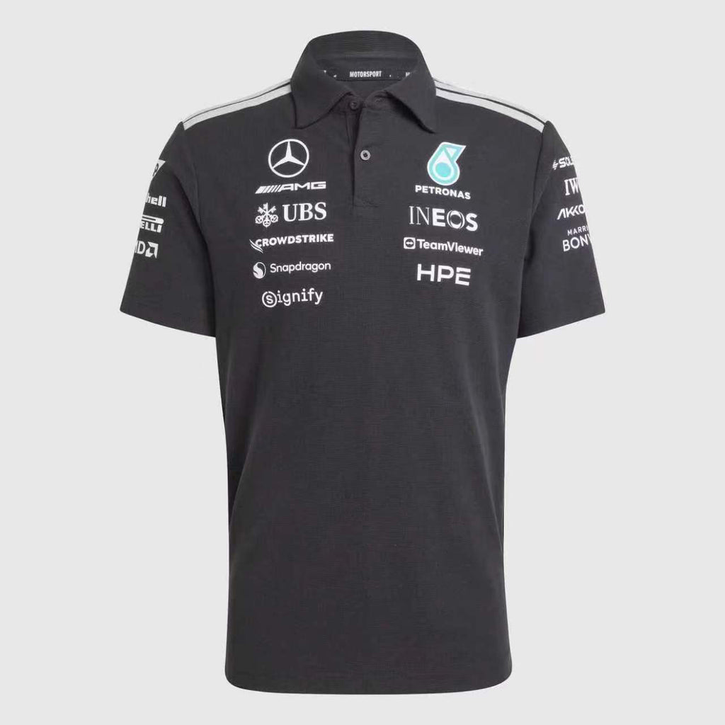 2026 F1 Mercedes Black Collared Shirt Formula One Racing Suit