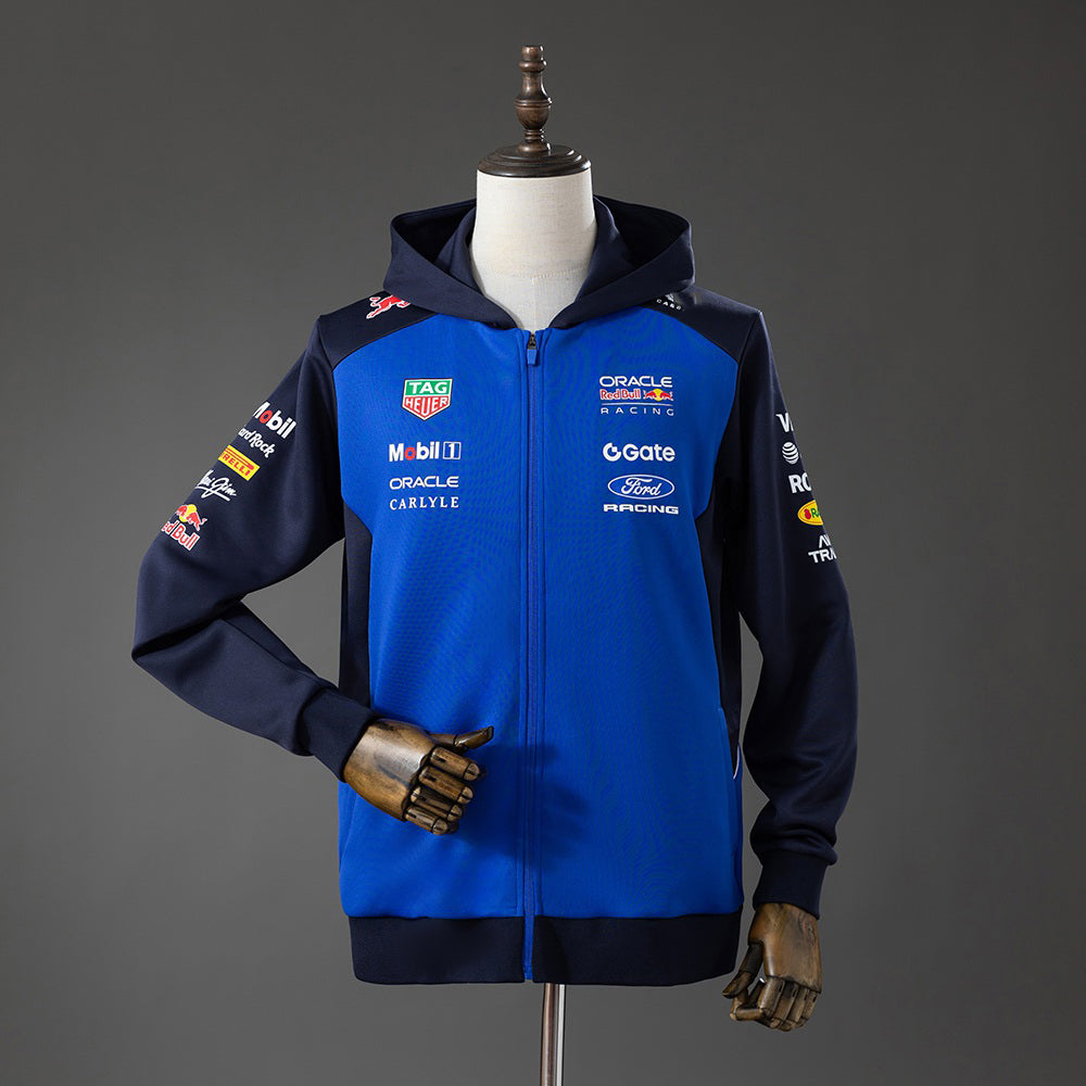 2026 Formula One Racing Suit Castore Blue And Black Full-Zip Hooded Jacket