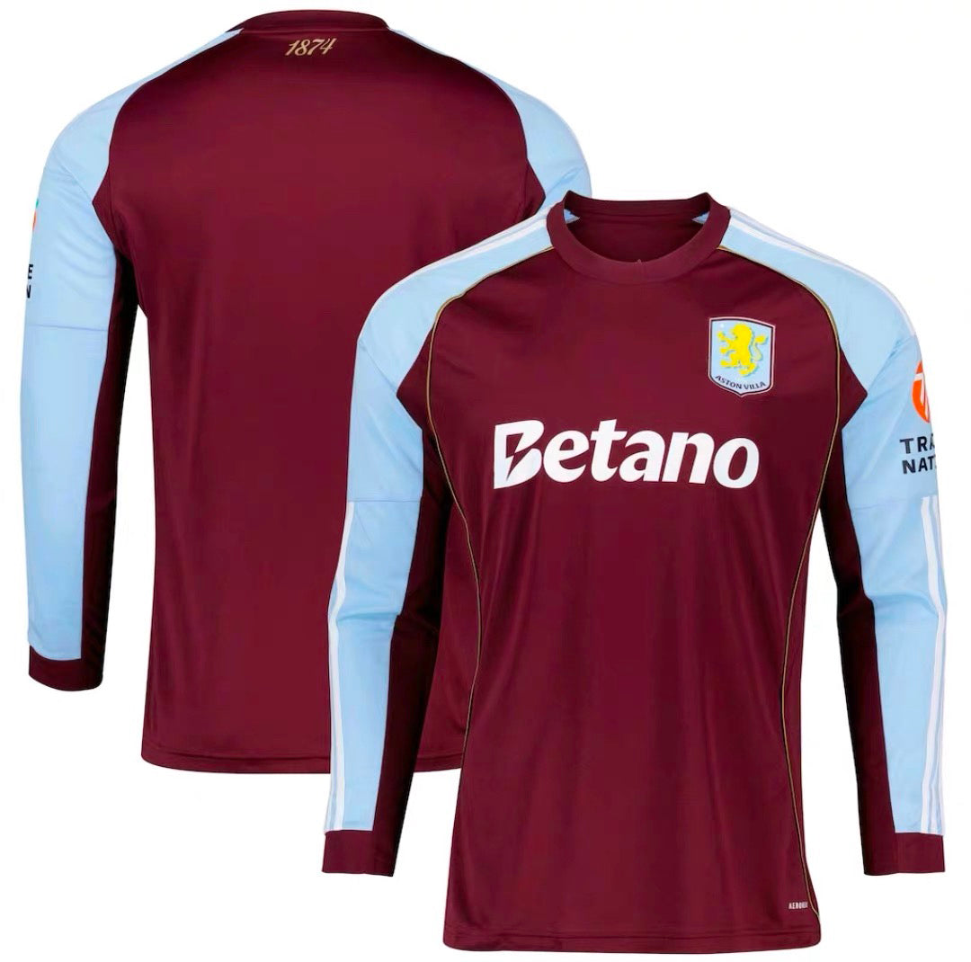 2025-26 Aston Villa Home Fan Version long sleeves