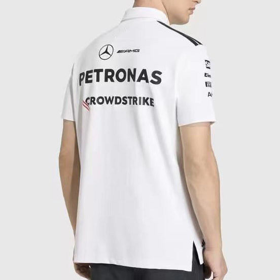 2026 F1 Mercedes White Collared Shirt Formula One Racing Suit