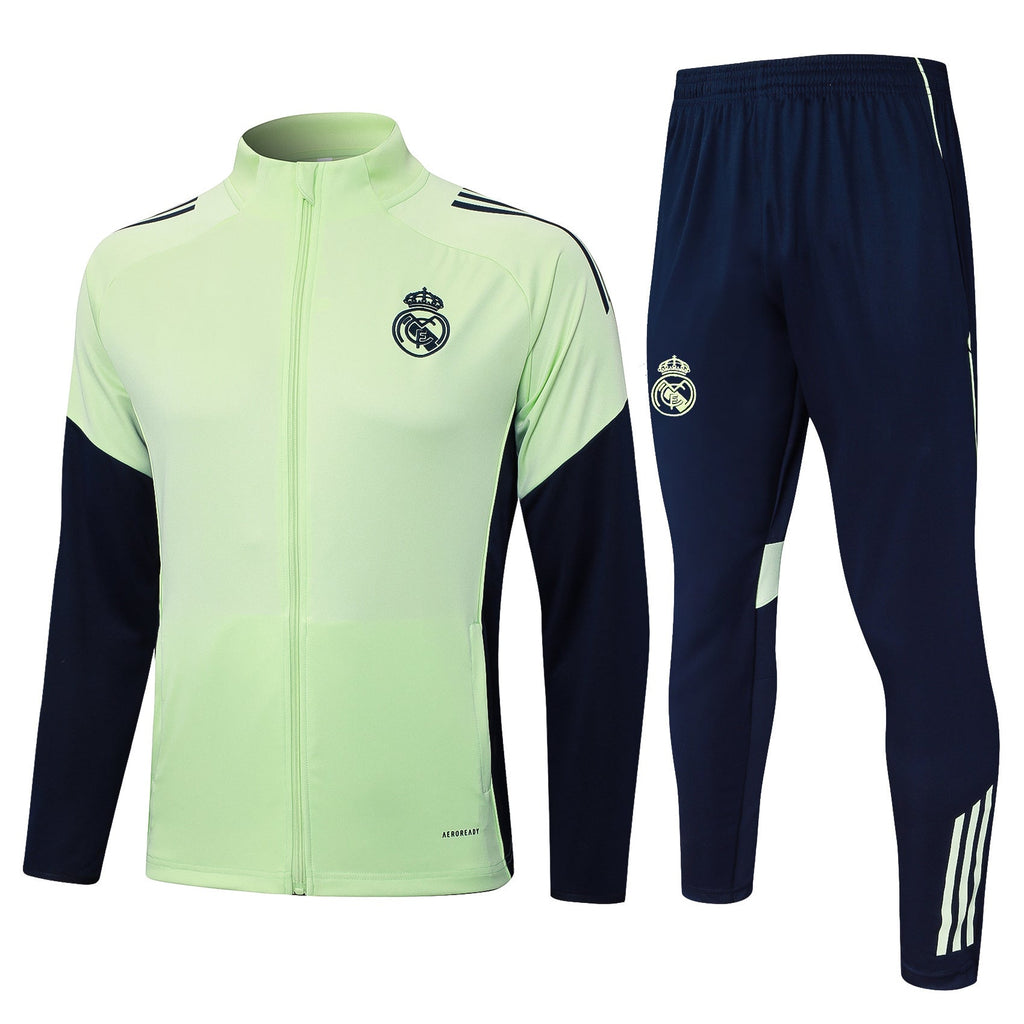 2025-26 Real Madrid Long zipper Light green training suit