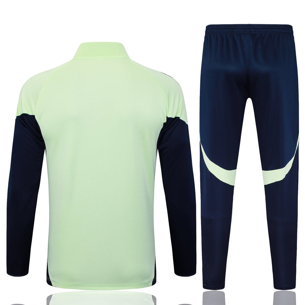 2025-26 Real Madrid Long zipper Light green training suit