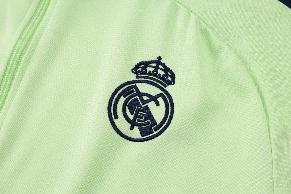 2025-26 Real Madrid Long zipper Light green training suit
