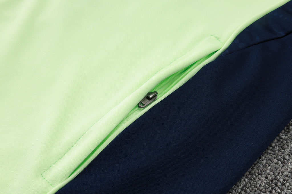 2025-26 Real Madrid Long zipper Light green training suit