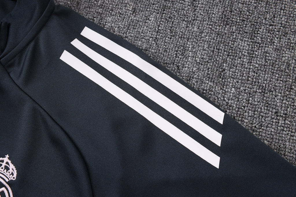 2025-26 Real Madrid Long zipper Dark gray (light pink text) training suit