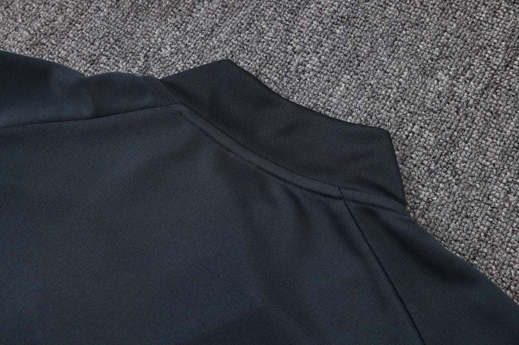 2025-26 Real Madrid Long zipper Dark gray (light pink text) training suit