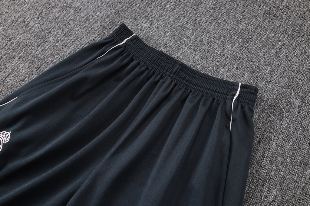 2025-26 Real Madrid Long zipper Dark gray (light pink text) training suit