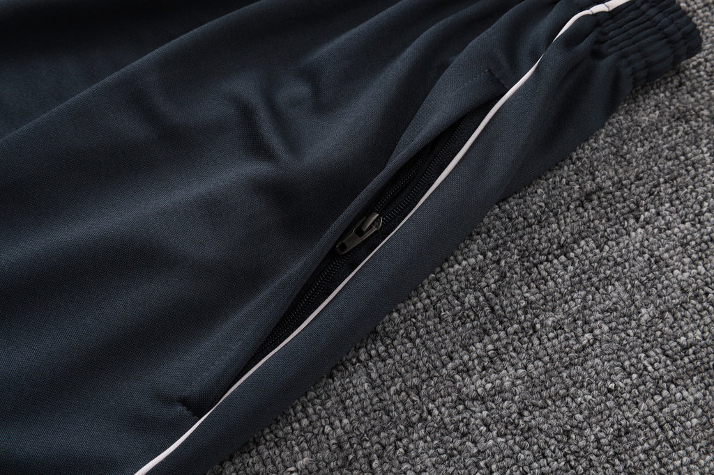 2025-26 Real Madrid Long zipper Dark gray (light pink text) training suit