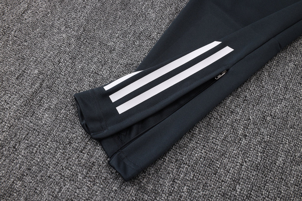 2025-26 Real Madrid Long zipper Dark gray (light pink text) training suit