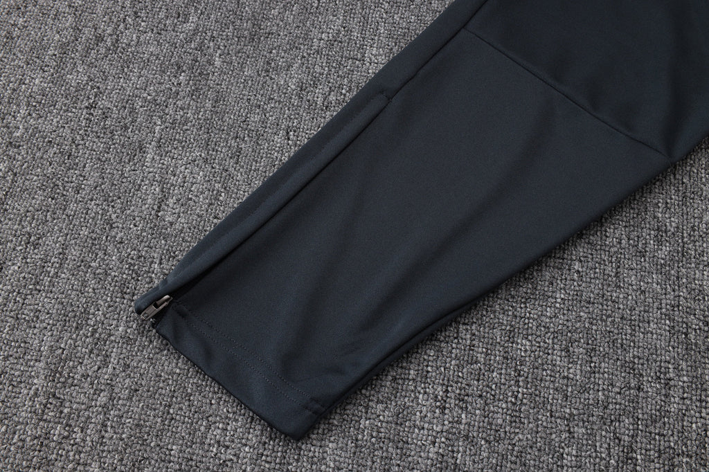 2025-26 Real Madrid Long zipper Dark gray (light pink text) training suit