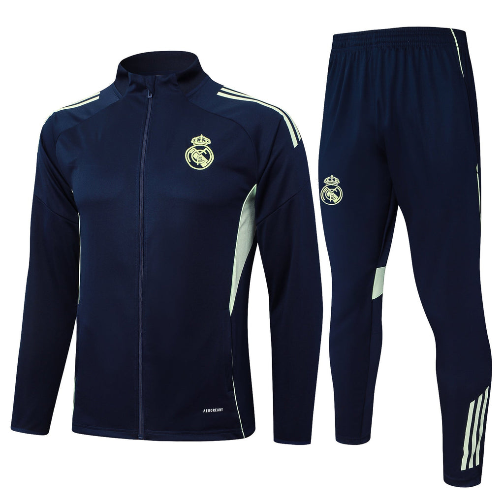 2025-26 Real Madrid Long zipper Blue training suit Adults Or Children
