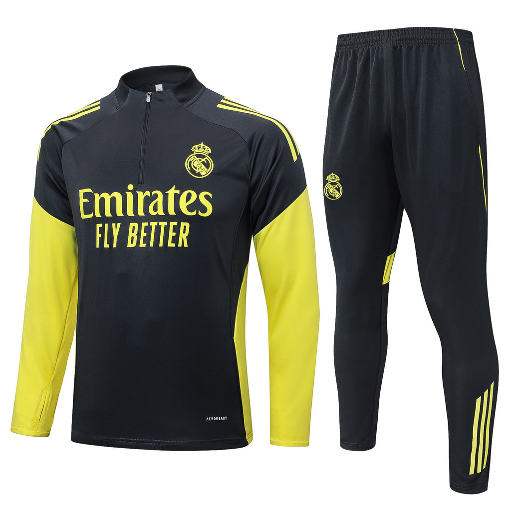 2025-26 Real Madrid Dark gray (yellow sleeves) Training Suit
